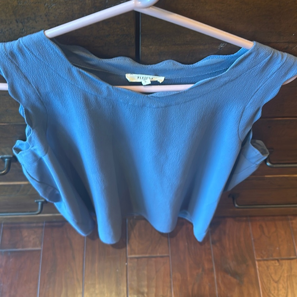 Pleione scalloped tank top large blue